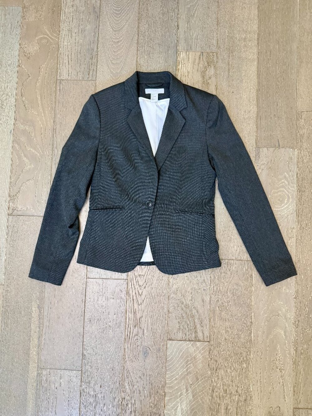 H&M Charcoal Grey Tweed Blazer Size 6